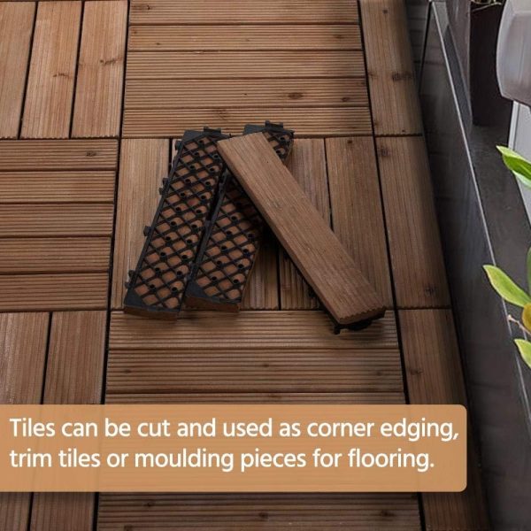 Yaheetech 27PCS Interlocking Patio Deck Tiles Outdoor Flooring for Garden Poolside Fir Wood Indoor Natural Wood - Image 19