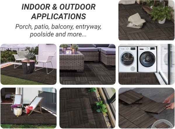 Yaheetech 27PCS Interlocking Patio Deck Tiles Outdoor Flooring for Garden Poolside Fir Wood Indoor Natural Wood - Image 21