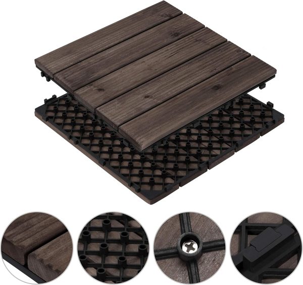 Yaheetech 27PCS Interlocking Patio Deck Tiles Outdoor Flooring for Garden Poolside Fir Wood Indoor Natural Wood - Image 26