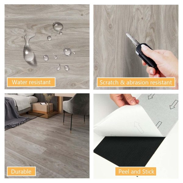 Vinyl Flooring Peel and Stick Floor Tiles, Self-Adhesive Flooring Plank Easy DIY Floor Stickers, 36-Pack Cover 54 Sq.Ft for or Kitchen, Dining Room, Bedrooms - Image 24