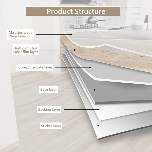 Vinyl Flooring Peel and Stick Floor Tiles, Self-Adhesive Flooring Plank Easy DIY Floor Stickers, 36-Pack Cover 54 Sq.Ft for or Kitchen, Dining Room, Bedrooms - Image 62