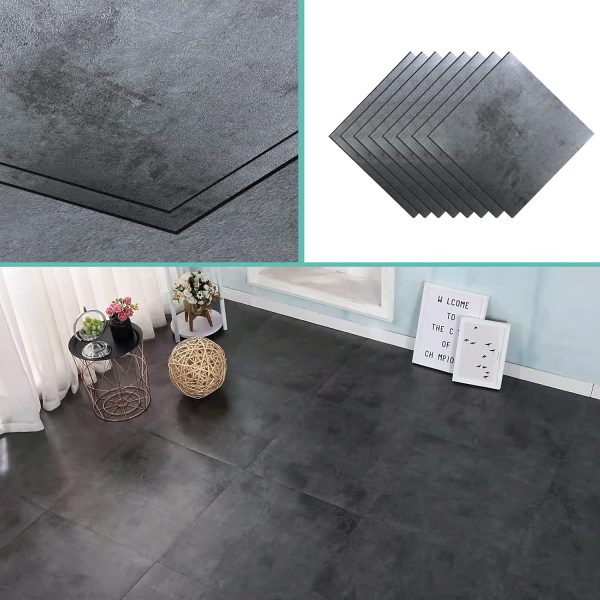 30 PCS 12 * 12 inch 1.5mm Thick Peel and Stick Vinyl Floor Tile, Self-Adhesive Tile Flooring for Bathroom, Livingroom, Kitchen and Renter's House Black Color