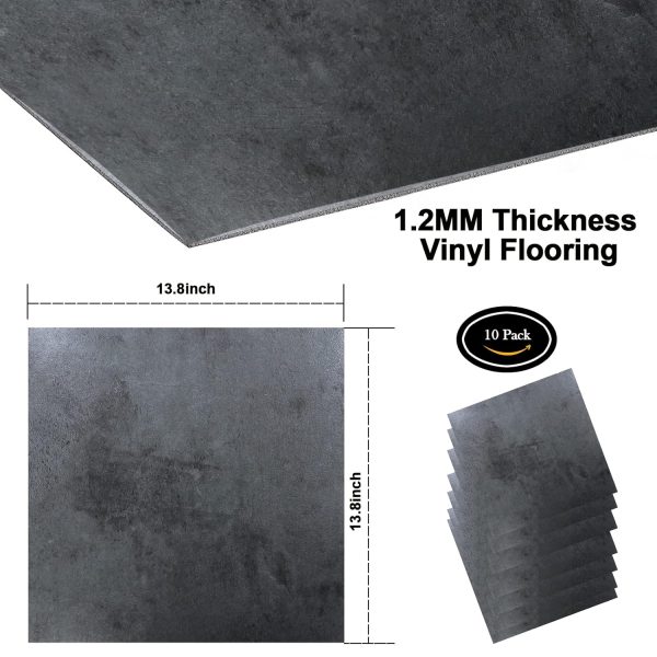 30 PCS 12 * 12 inch 1.5mm Thick Peel and Stick Vinyl Floor Tile, Self-Adhesive Tile Flooring for Bathroom, Livingroom, Kitchen and Renter's House Black Color - Image 12