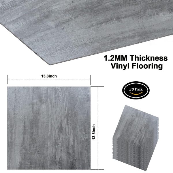 30 PCS 12 * 12 inch 1.5mm Thick Peel and Stick Vinyl Floor Tile, Self-Adhesive Tile Flooring for Bathroom, Livingroom, Kitchen and Renter's House Black Color - Image 16