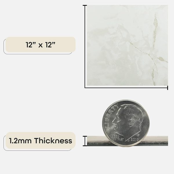 Achim Home Furnishings FTVMA40220 Nexus 12-Inch Vinyl Tile, Marble Classic White with Grey Veins, 20 Count (Pack of 1), White/Grey Vein Marble - Image 5