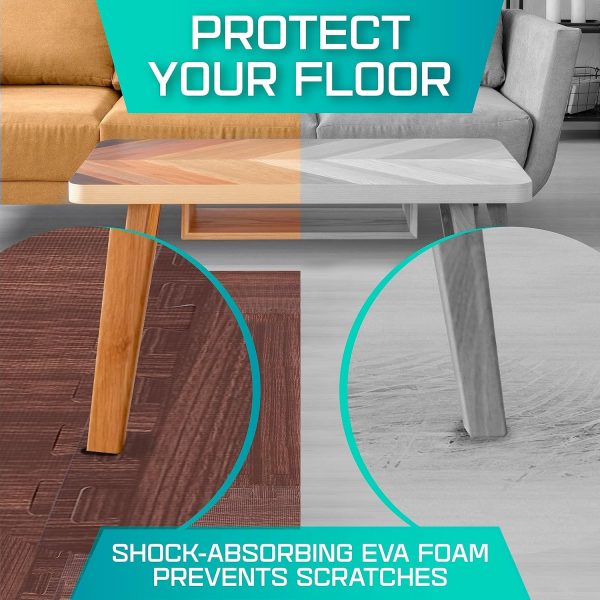 Yes4All 12SQ.FT Wood Grain Puzzle Exercise Mat Protective Flooring, EVA Interlocking Foam Floor Tiles with Border for Home - Image 15