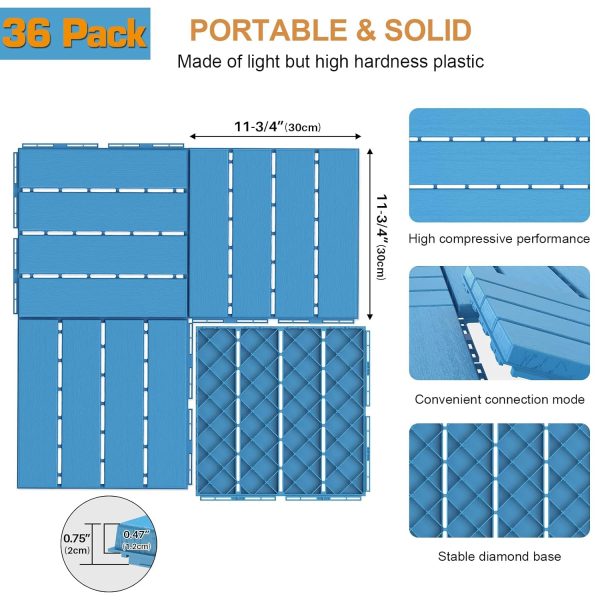 Goovilla Plastic Interlocking Deck Tiles, 9 Pack , 12"x12" Waterproof Outdoor Flooring All Weather Use, Patio Floor Decking Tiles for Porch Poolside Balcony Backyard, Dark Grey - Image 29