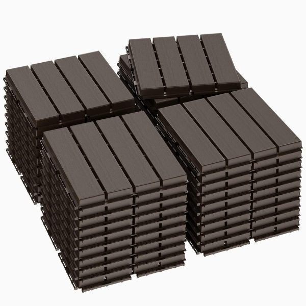 Goovilla Plastic Interlocking Deck Tiles, 9 Pack , 12"x12" Waterproof Outdoor Flooring All Weather Use, Patio Floor Decking Tiles for Porch Poolside Balcony Backyard, Dark Grey - Image 49