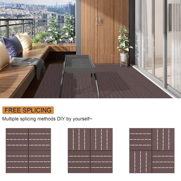 Goovilla Plastic Interlocking Deck Tiles, 9 Pack , 12"x12" Waterproof Outdoor Flooring All Weather Use, Patio Floor Decking Tiles for Porch Poolside Balcony Backyard, Dark Grey - Image 58